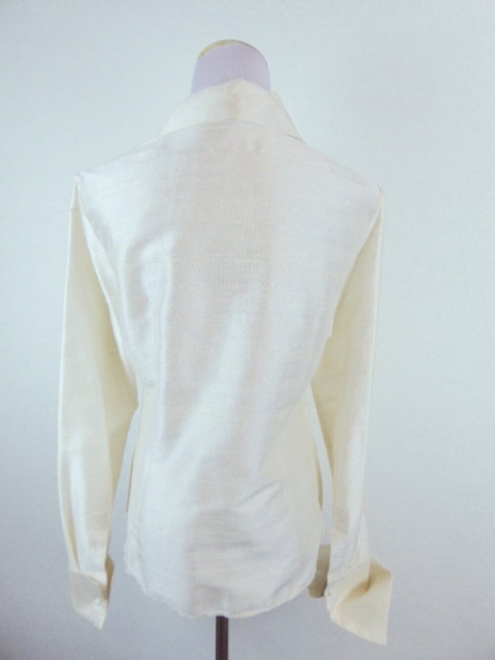 LAFAYETTE 148 button up silk ruched cream shirt 4 - Picture 3 of 4